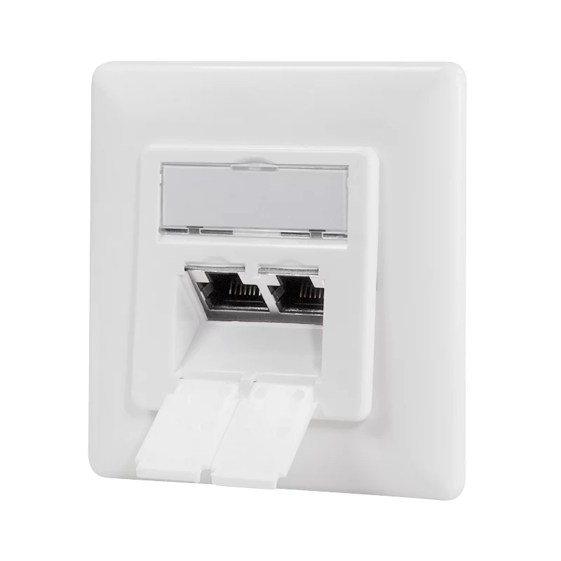 LOGILINK Tomada de parede Cat.6A 2xRJ45 STP, vertical, branco sinal