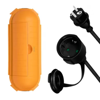 LogiLink LPS239 Conjunto de extensão para exterior com caixa de proteção, 10 m, Schuko, IP44, preto