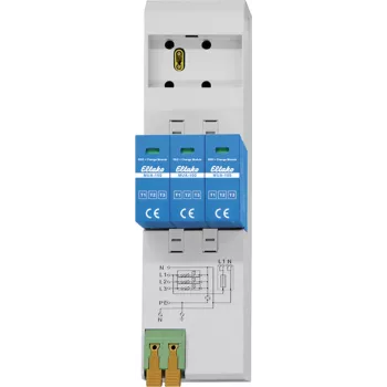 Eltako MUA-100 Para-raios modular tipo 1+2+3, 4 polos, 12,5 kA de corrente de impulso, calha DIN