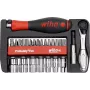 WIHA 46960 Evo Conjunto de 40 peças de bits e casquilhos, encaixe de 1/4 polegada, aço cromo-vanádio, com catraca de 72 dentes, casquilhos 5,5-13 mm, bits: fenda, Phillips, Pozidriv, Torx, hexagonal, em mala robusta