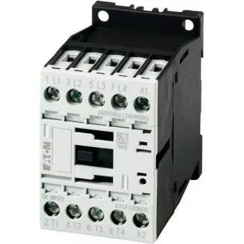 Eaton DILM9-10 Contactor de potência, 3 polos + 1NO, bobina 230V AC 50Hz / 240V AC 60Hz, 9A AC-3, 4kW, calha DIN
