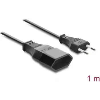 Delock cabo de extensão Europlug CEE 7/16 ficha para conector fêmea 2 x 0,75 mm², 1 m, preto
