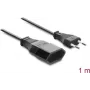 Delock cabo de extensão Europlug CEE 7/16 ficha para conector fêmea 2 x 0,75 mm², 1 m, preto