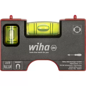 WIHA nível de bolha mini Pocket 8 cm cinzento/vermelho com íman