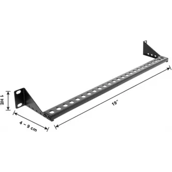Painel de gestão de cabos Delock 19 polegadas 1U com profundidade ajustável 40-90 mm, preto