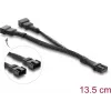 Cabo Y para ventoinha Delock 1 x conector fêmea 4 pinos PWM para 2 x conector macho 4 pinos PWM com manga de malha 13,5 cm preto