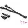 Cabo Y para ventoinha Delock 1 x conector fêmea 4 pinos PWM para 2 x conector macho 4 pinos PWM com manga de malha 13,5 cm preto