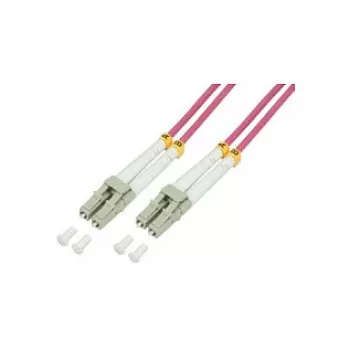 Cabo patch de fibra ótica multimodo duplex LogiLink OM4 LC/LC, 75m, LSZH, aqua