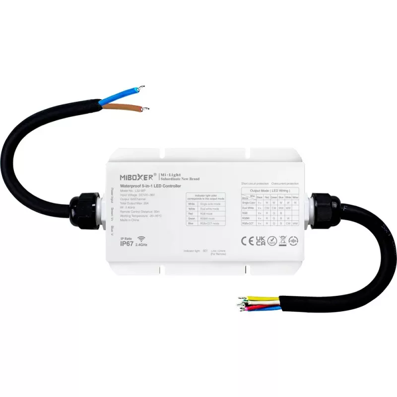 Miboxer LS2-WP controlador LED 5 em 1 à prova de água IP67 2.4G