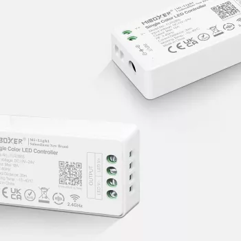 MIBOXER FUT036S Single Color 2.4G LED Dimmer Controller DC12-24V, 12A, Push Dim, RF Wireless, White