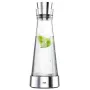 EMSA Flow Slim jarro de vidro 1,0L com elemento de refrigeração, vidro borossilicato, tampa CloseUp sem pingos, transparente/prateado