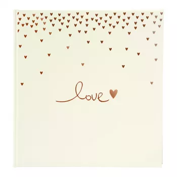 Goldbuch Raining Hearts álbum de fotografias bege, 60 páginas brancas, capa dura, capa PU, 31x30 cm