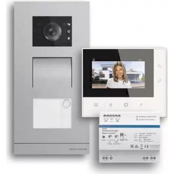 ABB Welcome Basic Conjunto de videoporteiro de 2 fios para moradias, posto interno de 7 polegadas, posto externo de encastrar