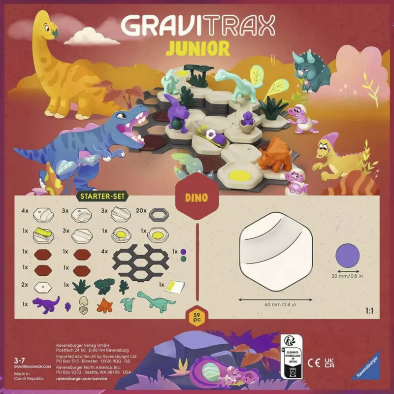 RAVENSBURGER GraviTrax Junior Starter Set S Dino - Pista de berlindes de 102 peças para crianças a partir dos 3 anos