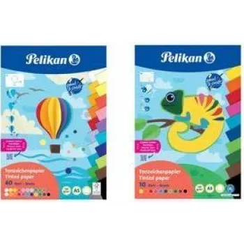 Bloco de papel colorido Pelikan DIN A3, 10 folhas, 10 cores diferentes, 120 g/m², colado à cabeça