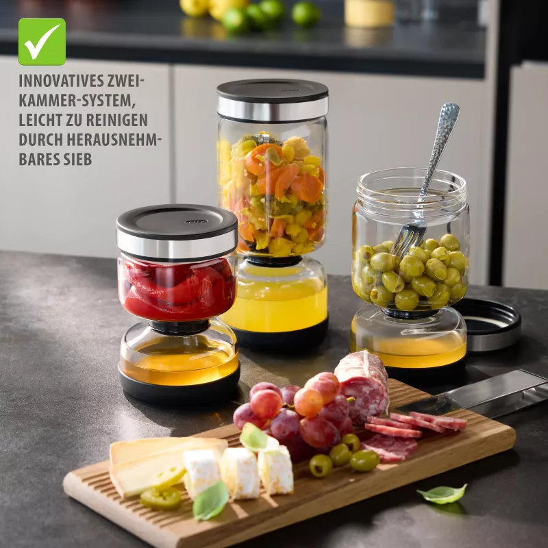 GEFU LAVINA coador de iogurte e queijo fresco vidro 1,3 L com coador de aço inoxidável