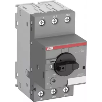 ABB MS116-0.16 disjuntor de proteção de motor, 0,1-0,16 A, 3 polos, classe de disparo 10, 690V AC, ligações por parafuso