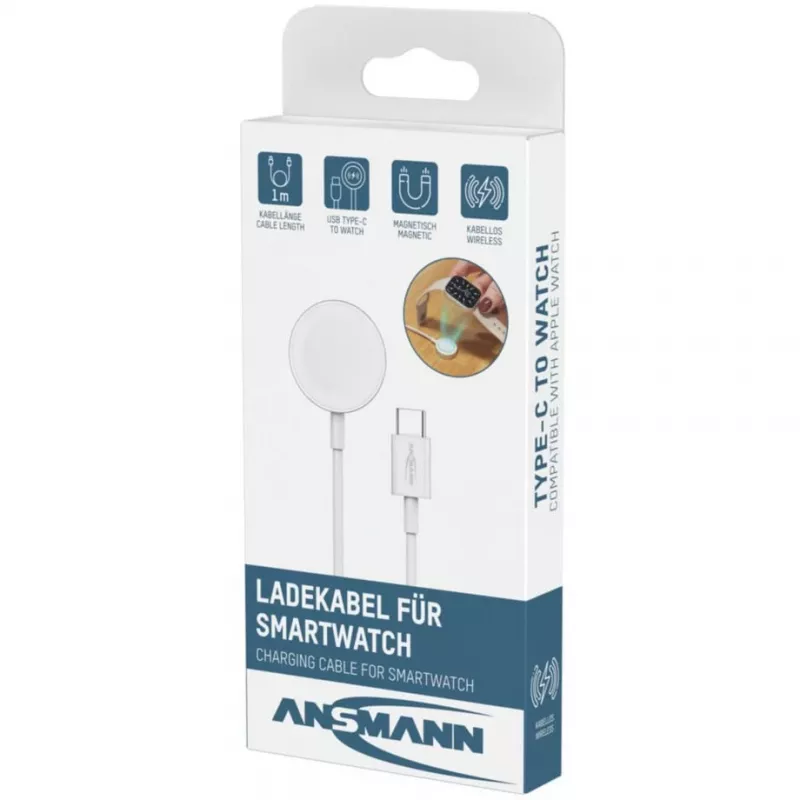 ANSMANN cabo de carregamento USB-C para Apple Watch 100cm