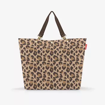 Reisenthel Shopper XL Leo Macchiato – saco de compras grande em PET reciclado com padrão leopardo, 35 L