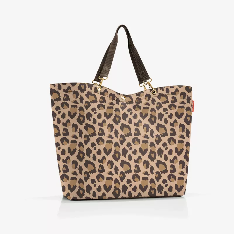 Reisenthel Shopper XL Leo Macchiato – saco de compras grande em PET reciclado com padrão leopardo, 35 L