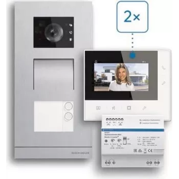 ABB Welcome Basic conjunto de videoporteiro de 2 fios para casa bifamiliar, monitor de 4,3 polegadas, branco