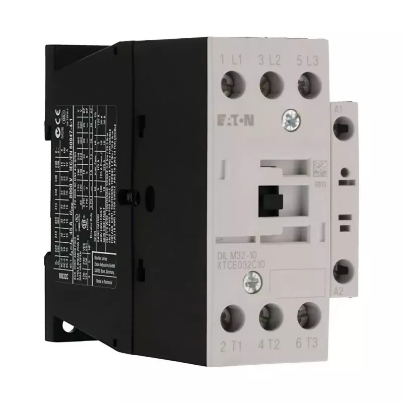 Contator de potência Eaton DILM32-10, tripolar, 32 A, bobina 230 V AC 50 Hz / 240 V AC 60 Hz, 1 contacto auxiliar NA