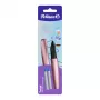 Pelikan Twist caneta de tinta permanente rosa-azulado pena média - pega ergonómica para destros e canhotos, embalagem blister