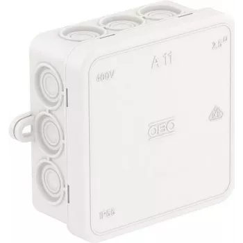 OBO A 11 HF RW caixa de derivação 85x85x40 mm sem halogéneos branco puro RAL 9010