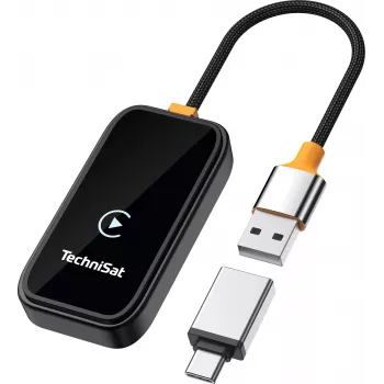 TechniSat Technicast 100 Adaptador sem fios CarPlay e Android Auto – preto, USB-C, plug & play