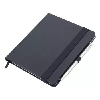 TROIKA BLACK SLIMPAD Caderno A5 com caneta prateada