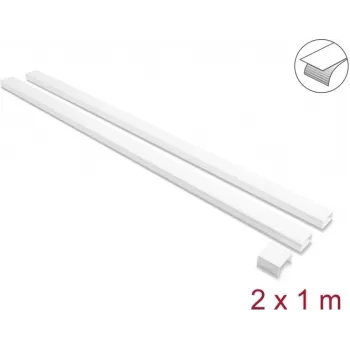 Delock Canal de cabos autoadesivo com tampa deslizante 40 x 19 mm, conector, 1 m, pack de 2, branco
