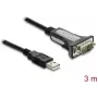 Cabo adaptador Delock USB 2.0 Type-A para série RS-232 com ficha DB9 e porcas de fixação, 3 m
