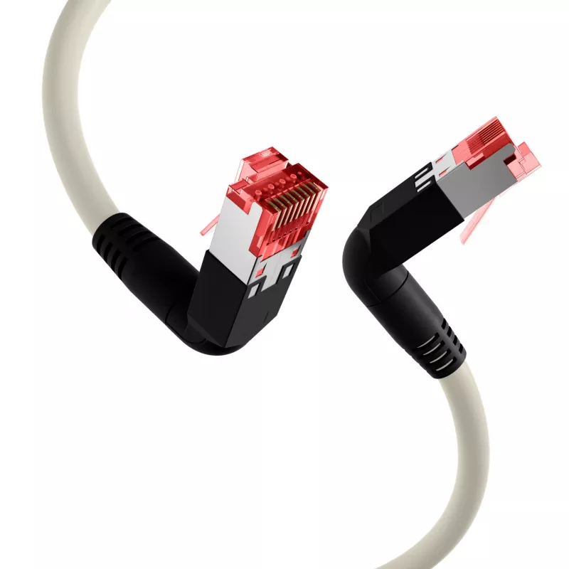 EFB Elektronik K4137GR.2 cabo de patch Cat.6A S/FTP LSZH, Draka UC900 TM21, 2x90 graus, 2 m, cinzento
