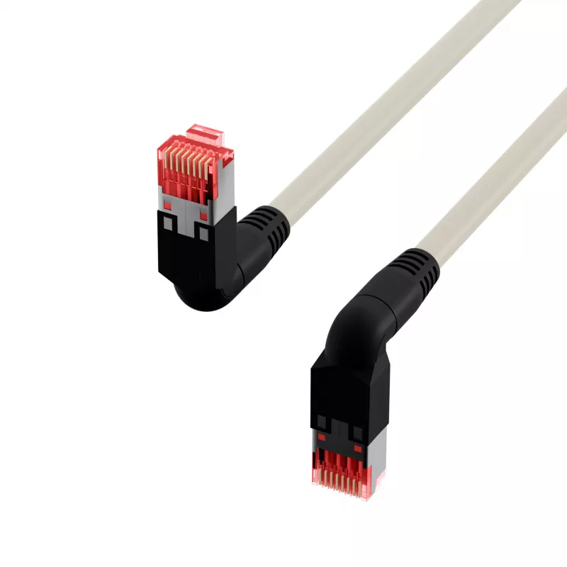 EFB Elektronik K4137GR.2 cabo de patch Cat.6A S/FTP LSZH, Draka UC900 TM21, 2x90 graus, 2 m, cinzento