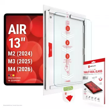 Película de proteção de ecrã em vidro real para tablet DISPLEX para iPad Air 13 (2024/2025/2026) - vidro temperado, dureza 9H, ultraclaro
