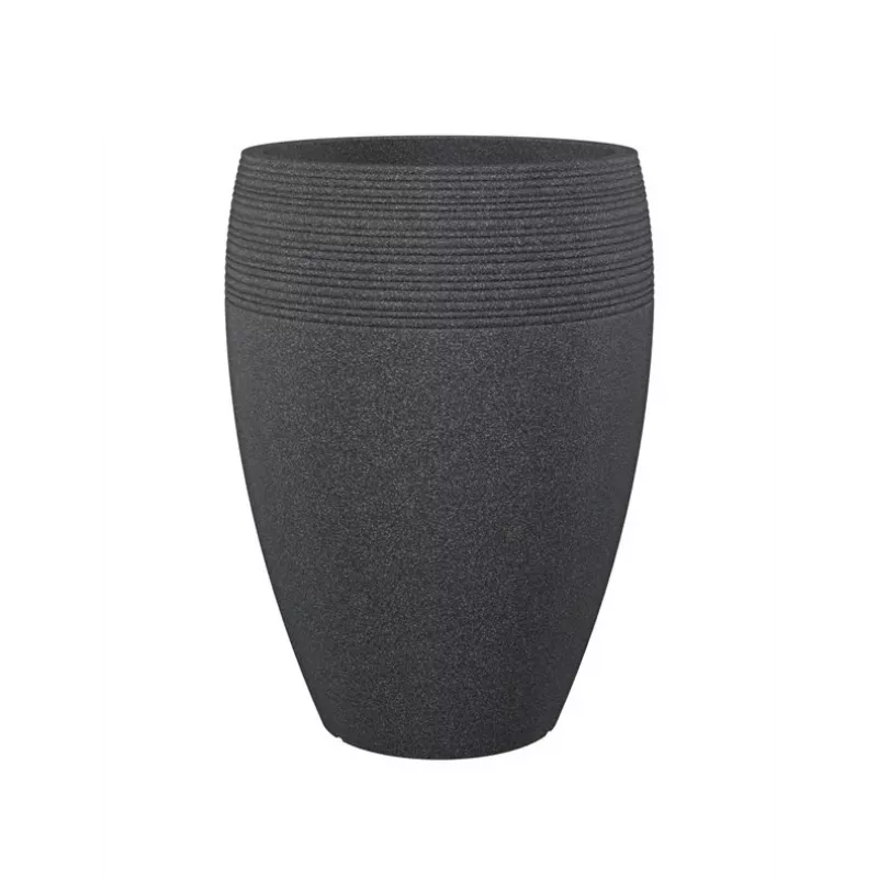 Vaso de flores Emsa Landhaus 283/65 preto-granito D47 – vaso redondo de 47 cm, 38 L, resistente a UV e geada, interior/exterior