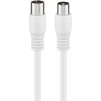 Cabo de antena coaxial Wentronic Goobay, blindagem classe A+ >85 dB, dupla blindagem, 75 Ohm, 1,5 m, branco, ficha coaxial para tomada coaxial