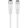 Cabo de antena coaxial Wentronic Goobay, blindagem classe A+ >85 dB, dupla blindagem, 75 Ohm, 1,5 m, branco, ficha coaxial para tomada coaxial