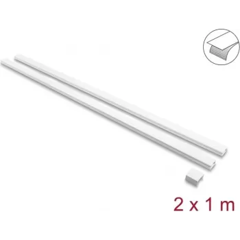 Canal de cabos autoadesivo com tampa deslizante Delock 30 x 14 mm incl. conetores - 1 m, pack de 2, branco