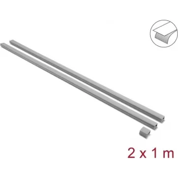 Canal de cabos autoadesivo com tampa deslizante Delock 24 x 14 mm, 1 m, pack de 2, cinzento, incl. conetores