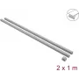 Canal de cabos autoadesivo com tampa deslizante Delock 24 x 14 mm, 1 m, pack de 2, cinzento, incl. conetores