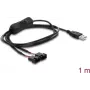 Cabo Delock ficha USB Type-A para 2 x conetor de ventoinha 4 pinos com interruptor on/off, 1 m, preto
