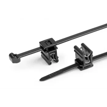 HellermannTyton T50ROSEC4A-PA66W-BK Abraçadeira de cabos com clipe de fixação em árvore de Natal, 200mm x 4,6mm, preto, pack de 100