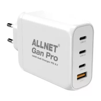 ALLNET Fonte de alimentação GaN USB-C PD 3.1 140W 1A3C