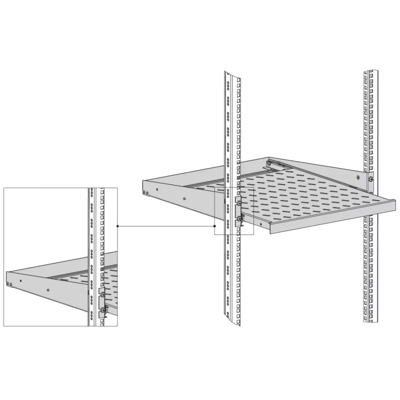 EFB Elektronik Prateleira extraível 19 polegadas 2U, 355 mm de profundidade, montagem frontal, 20 kg, cinzento-claro RAL 7035