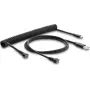 Delock cabo espiral magnético USB 2.0 Type-A ficha macho para Pogo 4 pinos ficha macho + USB Type-C ficha macho para Pogo 4 pinos conector fêmea conjunto de adaptadores preto 1,5 m