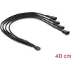 Delock cabo divisor de ventoinha 1 x 4 pinos PWM conector fêmea para ficha macho + 3 x 4 pinos ficha macho (3 pinos ocupados) com revestimento de cabo 40 cm preto