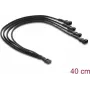 Delock cabo divisor de ventoinha 1 x 4 pinos PWM conector fêmea para ficha macho + 3 x 4 pinos ficha macho (3 pinos ocupados) com revestimento de cabo 40 cm preto
