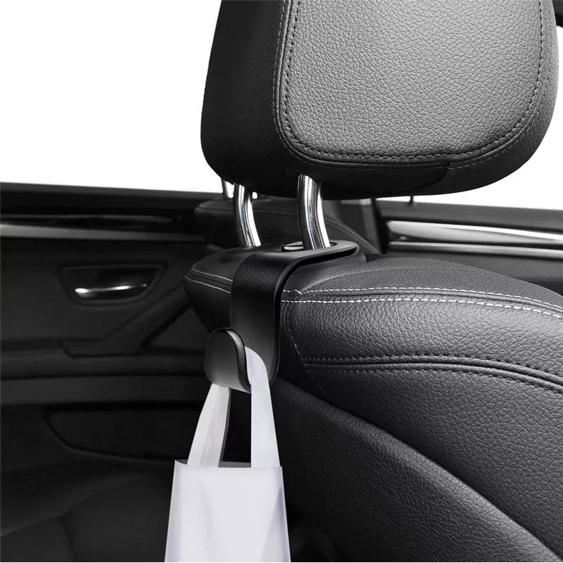 LogiLink gancho de assento para automóvel, conjunto de 4, preto, organizador universal para encosto de cabeça, 8kg de carga por gancho, clip-on sem ferramentas, plástico ABS