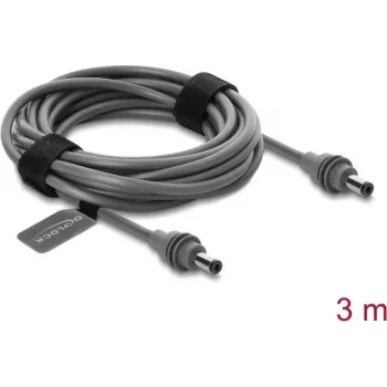 Delock 91824 Cabo de alimentação DC 5,5 x 2,1 mm para DC 5,5 x 2,1 mm para Starlink Mini, 3 m, cinzento